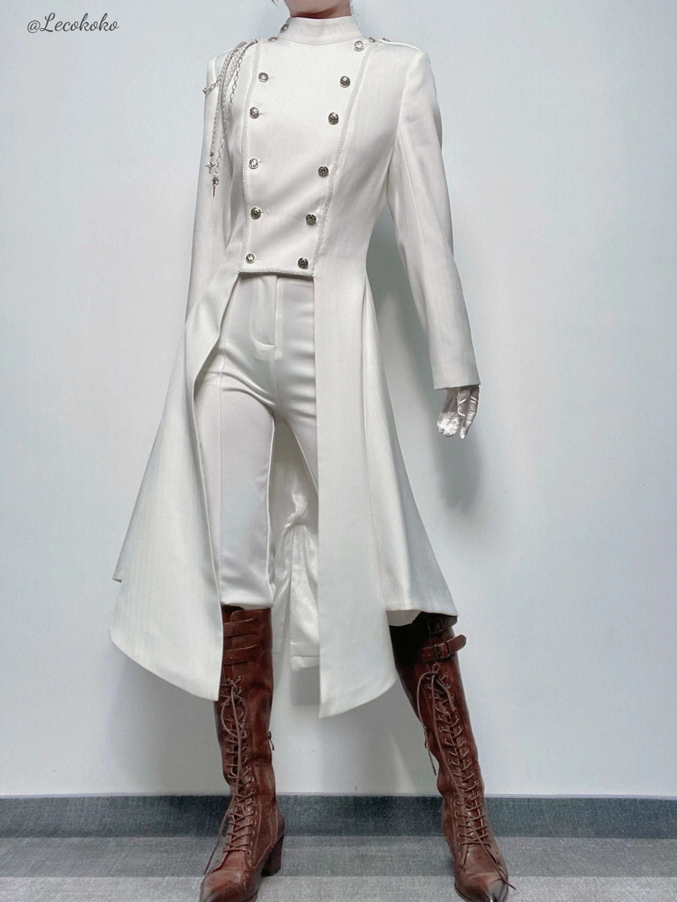 Eternal Moonlit Night - Ouji Lolita Coat, Double-Breasted High-Low Hem - image 18