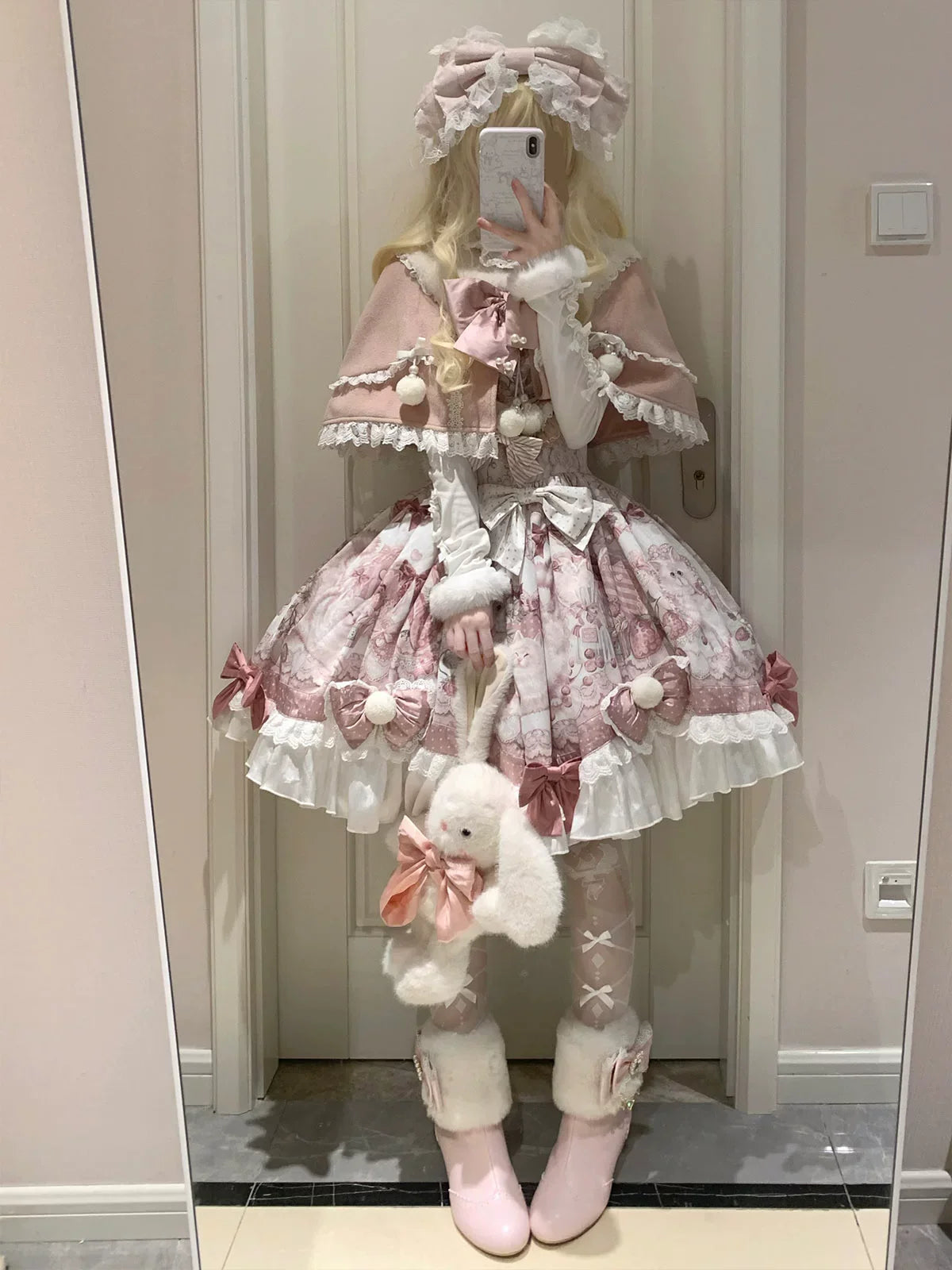 Dessert Catlets - Sweet Lolita JSK, Strawberry And Cat Prints - image 7