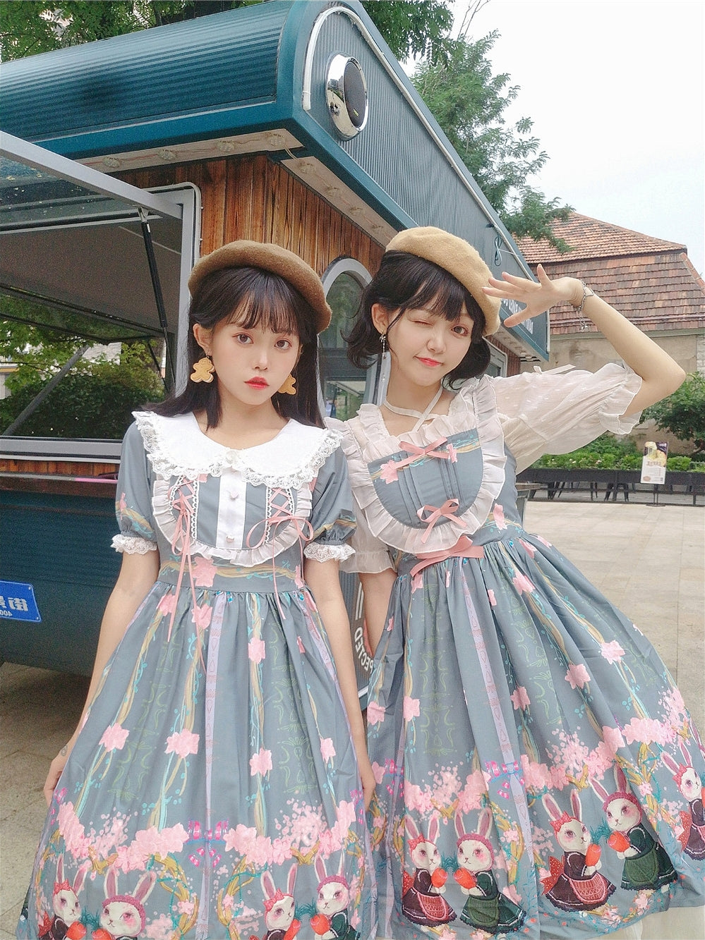 Picnic Bunny Girl - Plus Size Lolita JSK Short Sleeve OP Dress - image 2