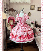 Strawberry Box - Sweet Lolita OP Dress, Strawberry Print - image 4