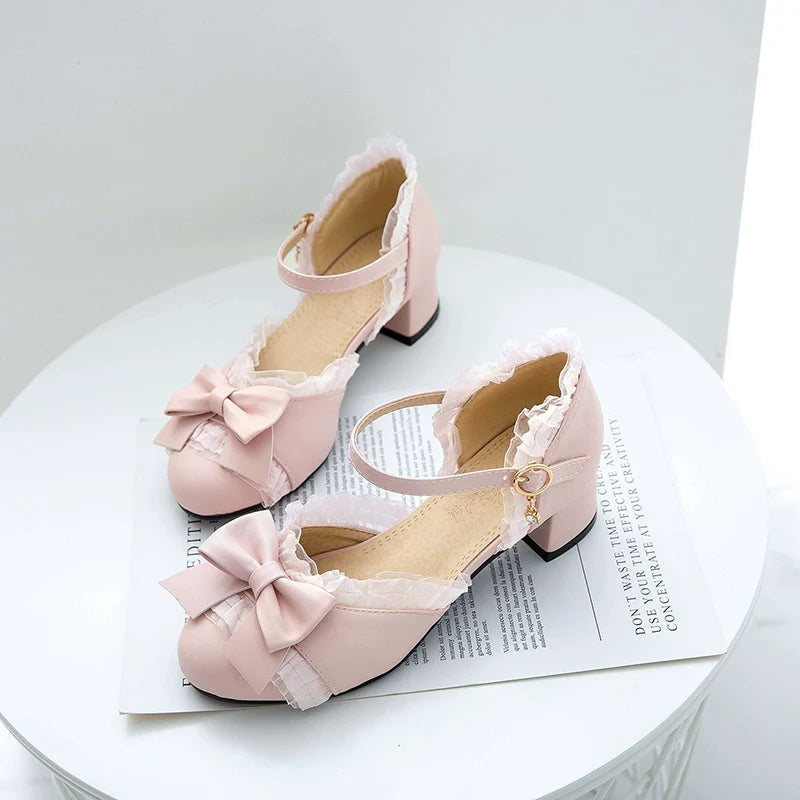 Sweet Lolita Round Toe Chunky Heel Shoes - image 2