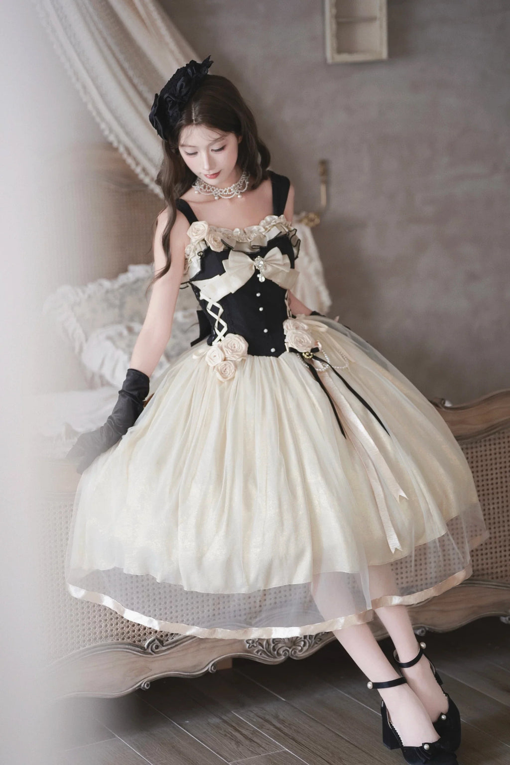 Paris Souvenir - Classic Lolita Corset JSK Dress with 3D Rose Decor - image 9