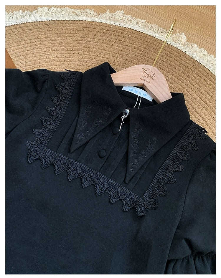 The Vow - Solid Lolita Sweater, Juliet Sleeve, Pointed Collar - image 9