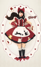 Teacup Meow - Old School Lolita Polka Dot OP Dress, Cat and Teacup Patch - image 14