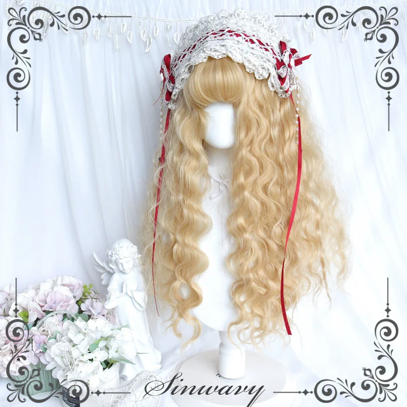 Black Gold Girl - Elegant Lolita Wig Golden Long Curly Hair - image 7