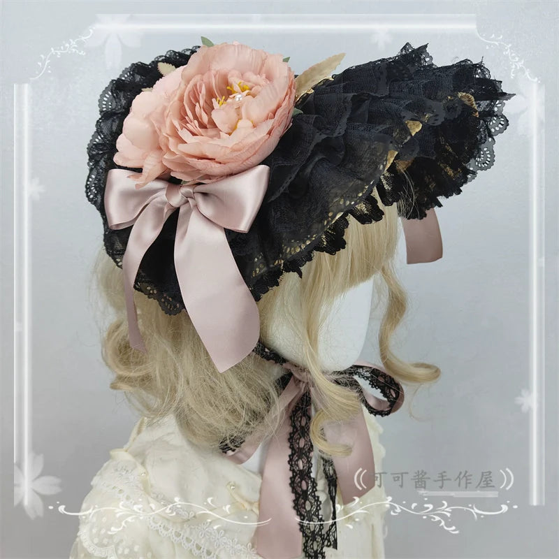 Country Lace Flower Lolita Bonnet, Multicolor - image 14