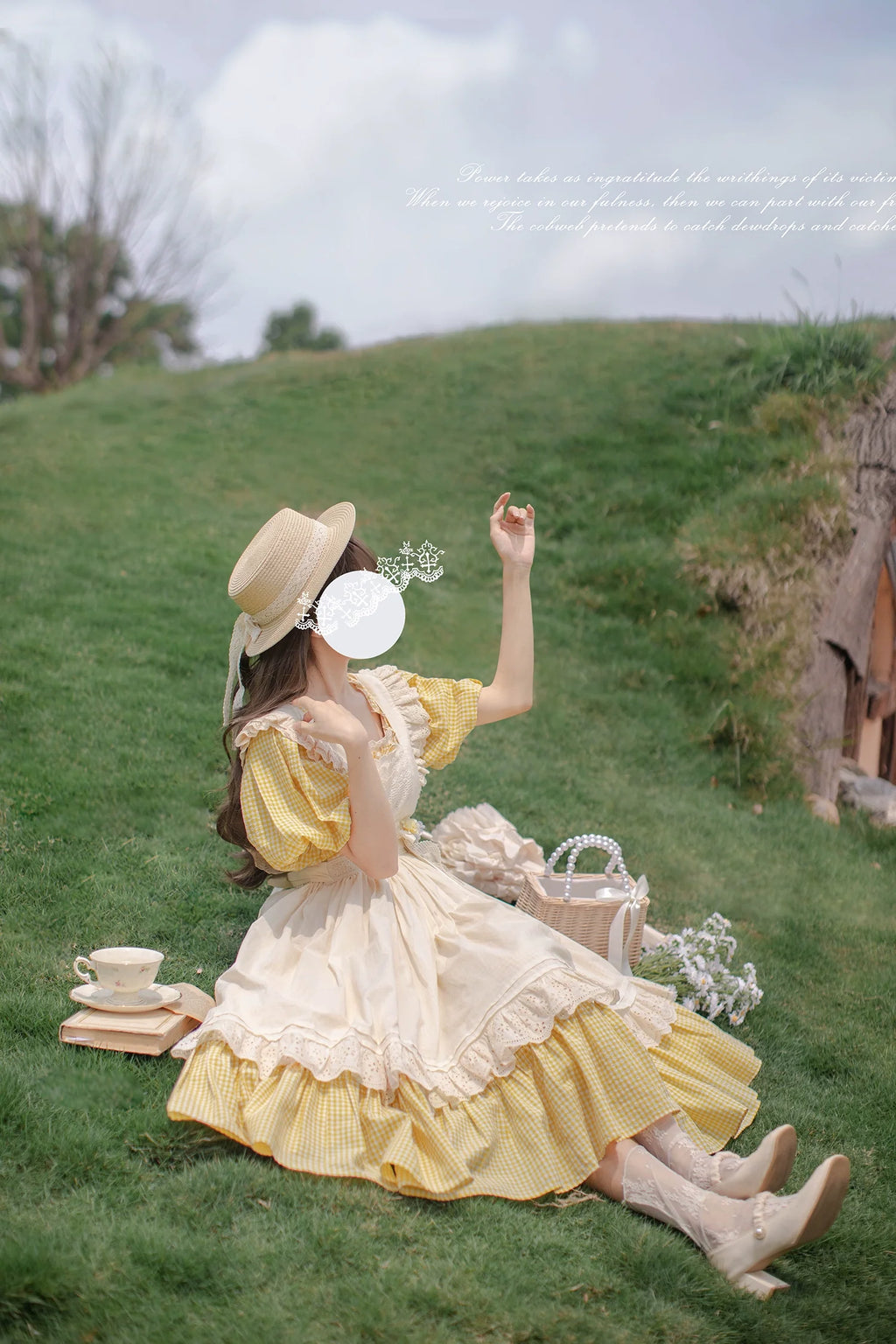 Belle - Yellow Lolita OP Dress Set with Apron - image 11