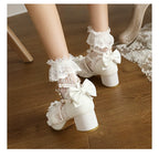 Plus Size Qi Lolita Shoes Bow Pearl Lolita Sandal - image 9