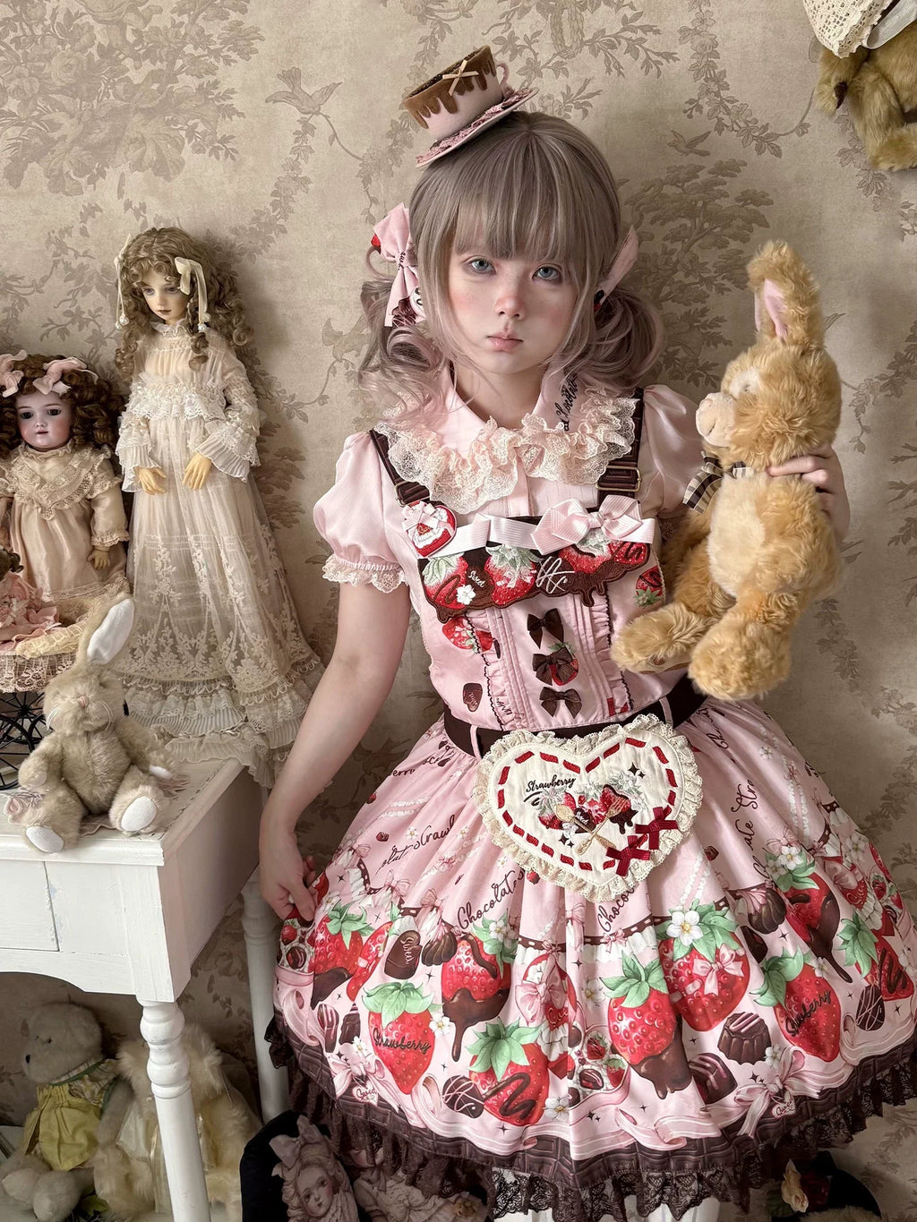 Strawberry Chocolate Lovers Sweet Lolita Embroidered Dress - image 40