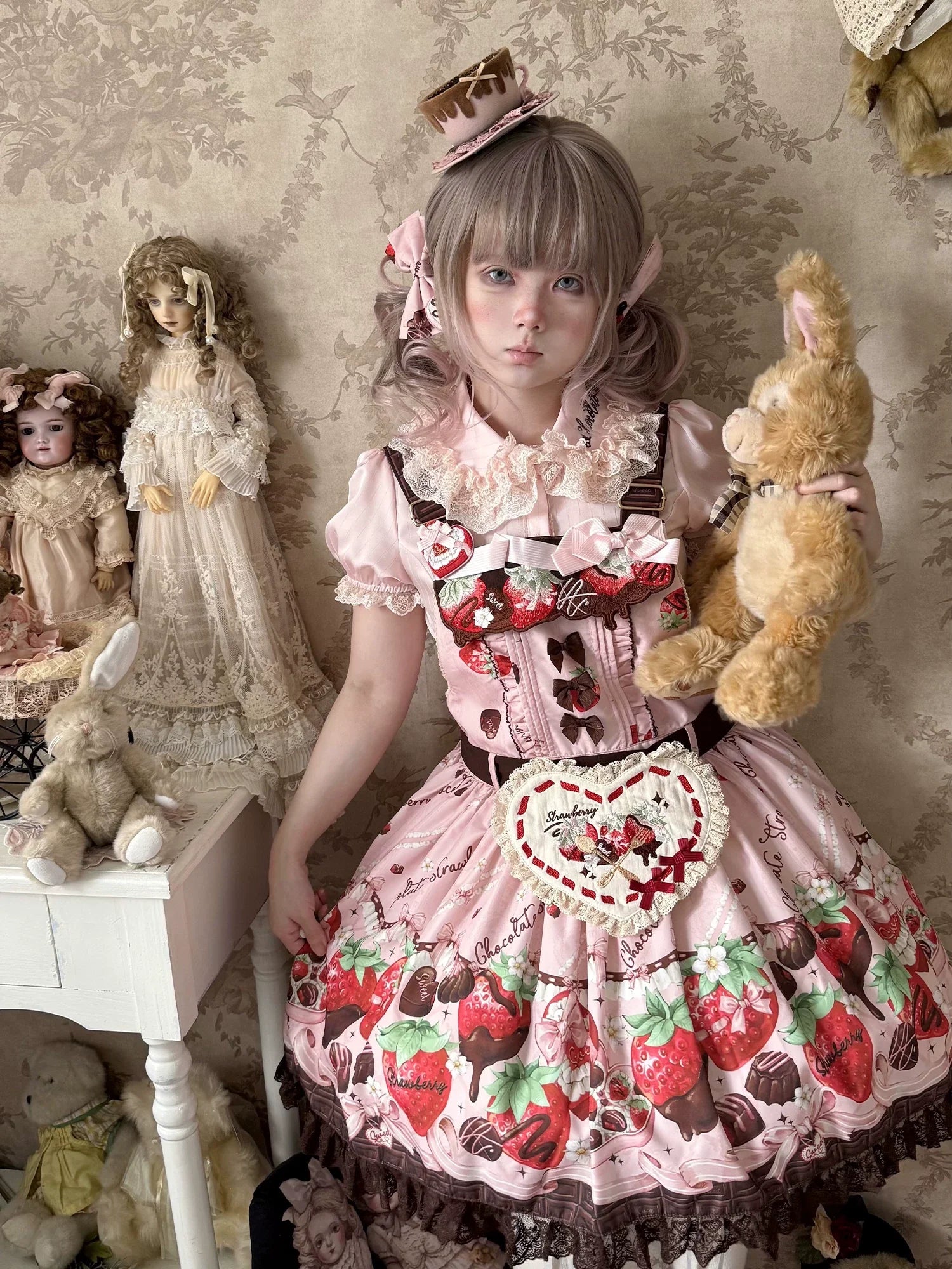 Strawberry Chocolate Lovers Sweet Lolita Embroidered Dress - image 40