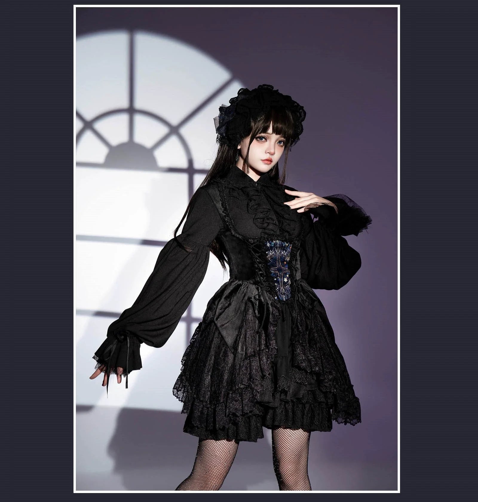Night Traveler - Classic Gothic Lolita Dress with Stained Glass Window Print - image 45