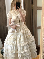 Loveheart - Solid Classic Lolita JSK Dress, Tiered Hem - image 21