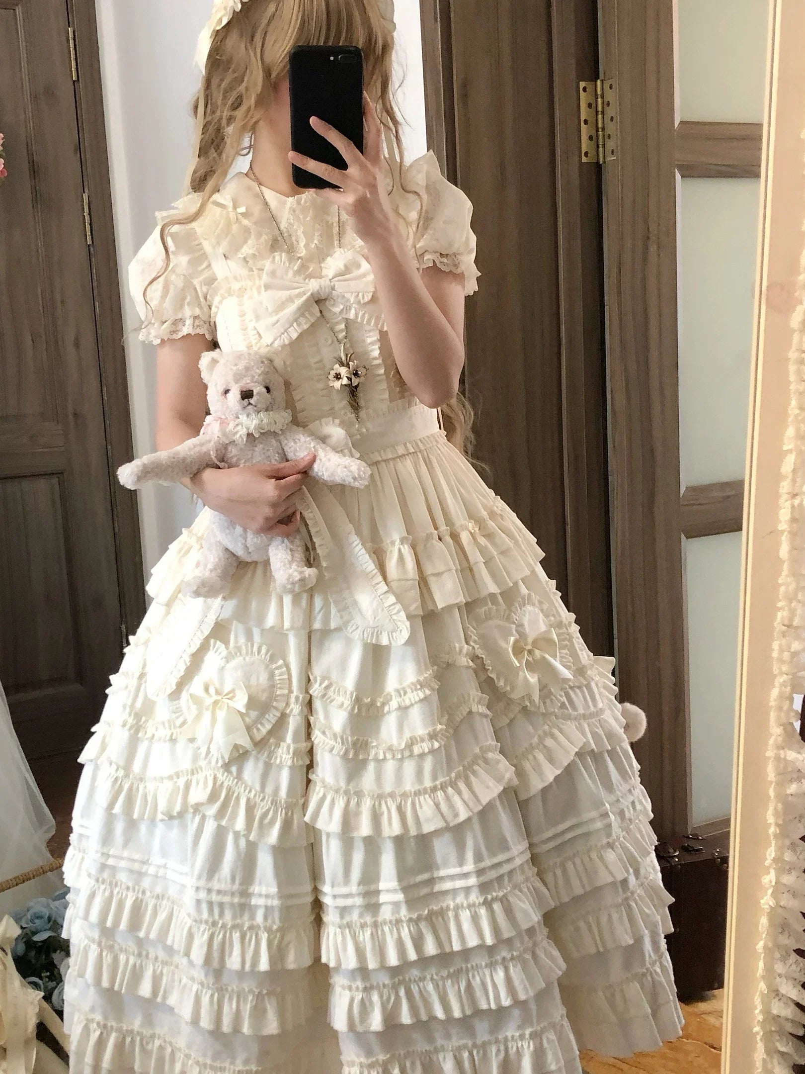 Loveheart - Solid Classic Lolita JSK Dress, Tiered Hem - image 21