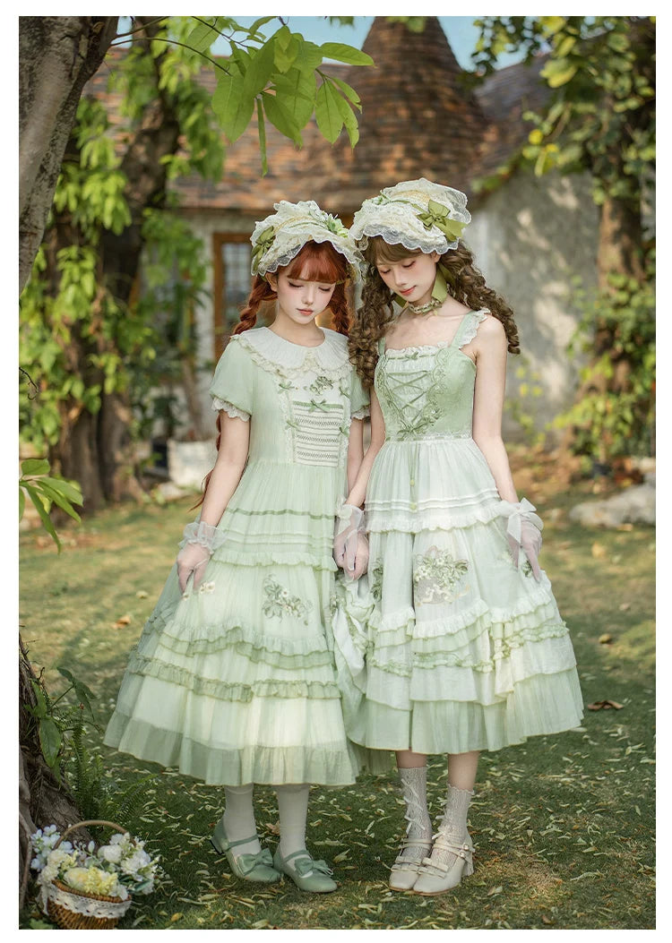 Green Grape - Embroidered Country Lolita OP Dress, Tiered JSK and Accessories - image 10