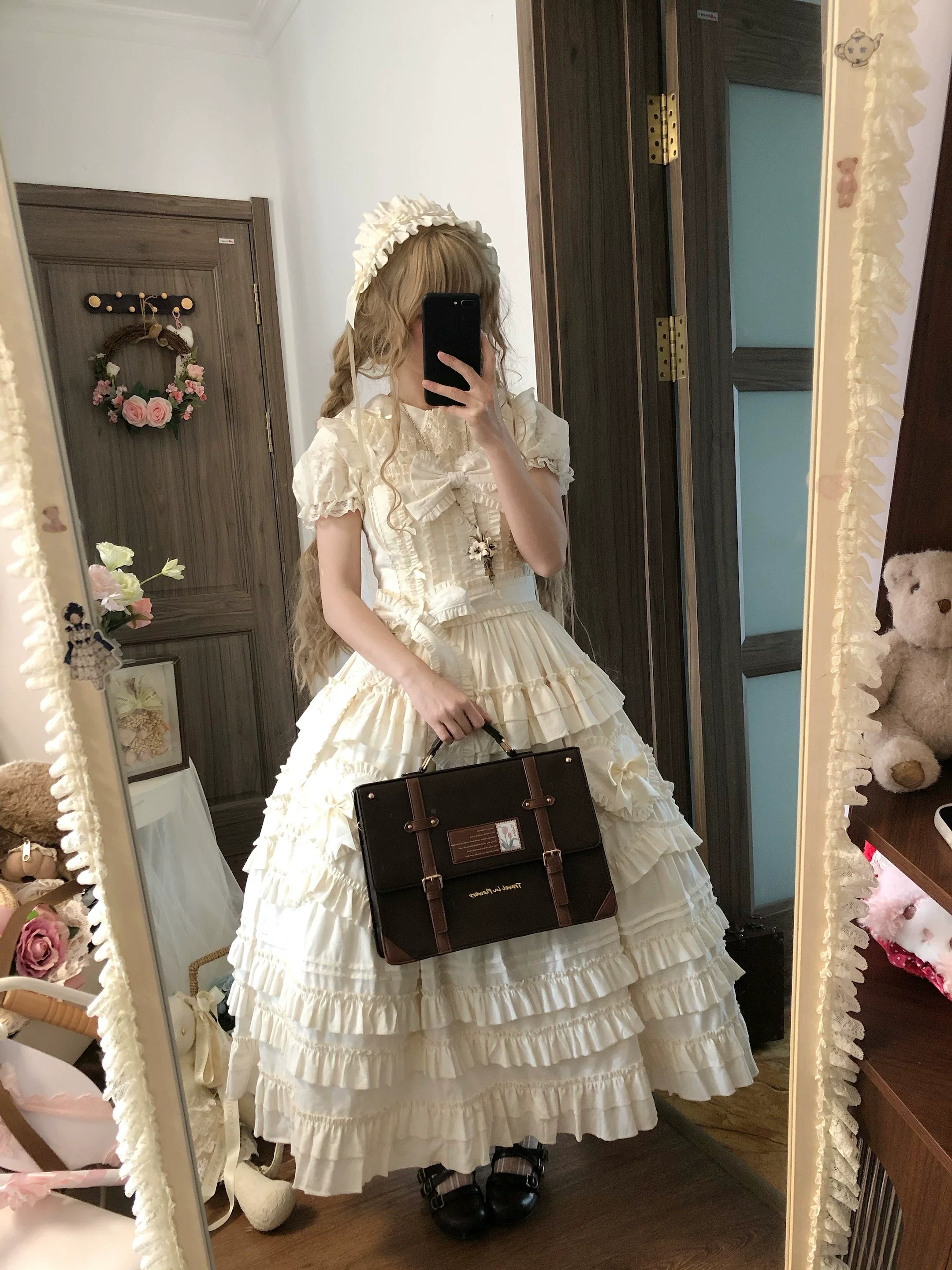 Loveheart - Solid Classic Lolita JSK Dress, Tiered Hem - image 19