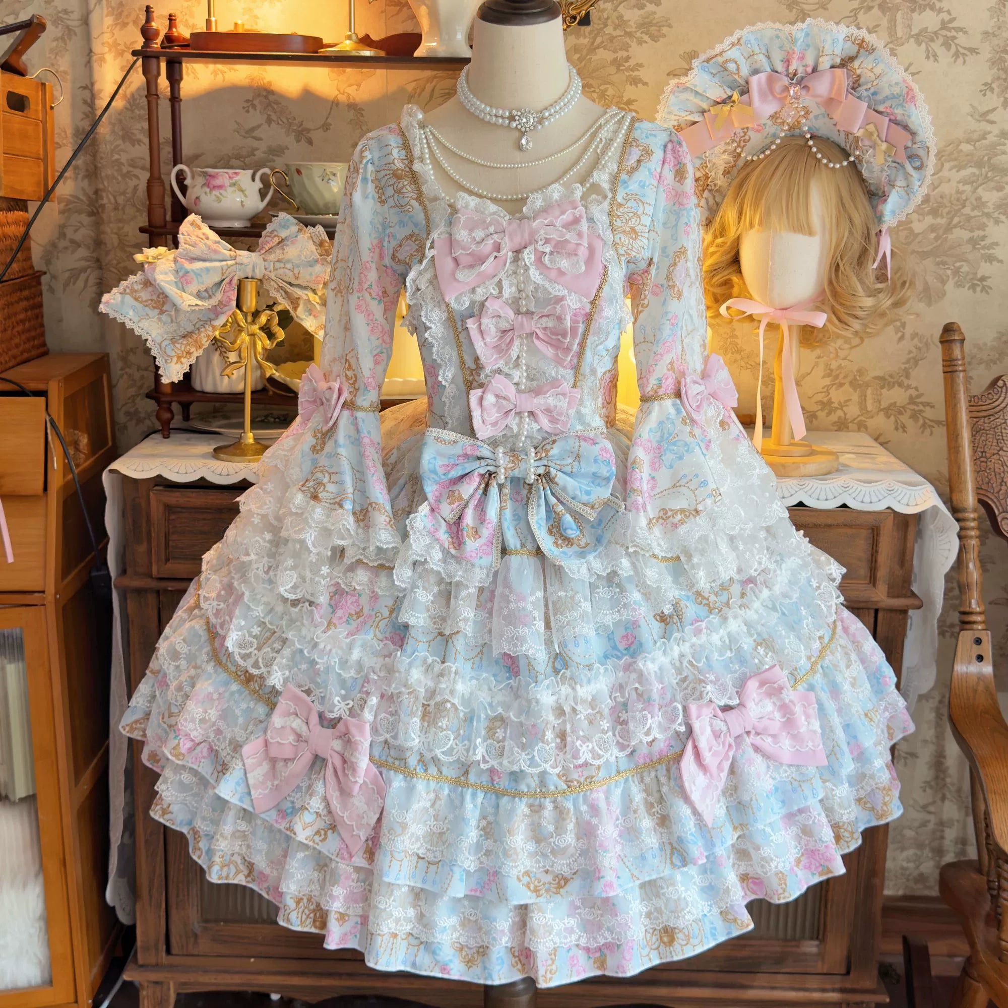 Candlelight Sonata - Sweet Lolita Long-Sleeve OP Dress - image 1