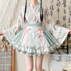 Little Herbalist - Han Lolita Skirt Outfit with Cross-collar Blouse and Apron - image 9