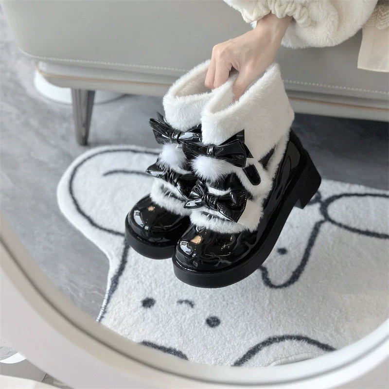 Kawaii Lolita Winter Boots, Bow-Adorned - image 3