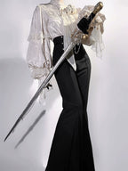 Rose and Sword - Ouji Lolita Jacquard Blouse & High Waist Pants Suit - image 10