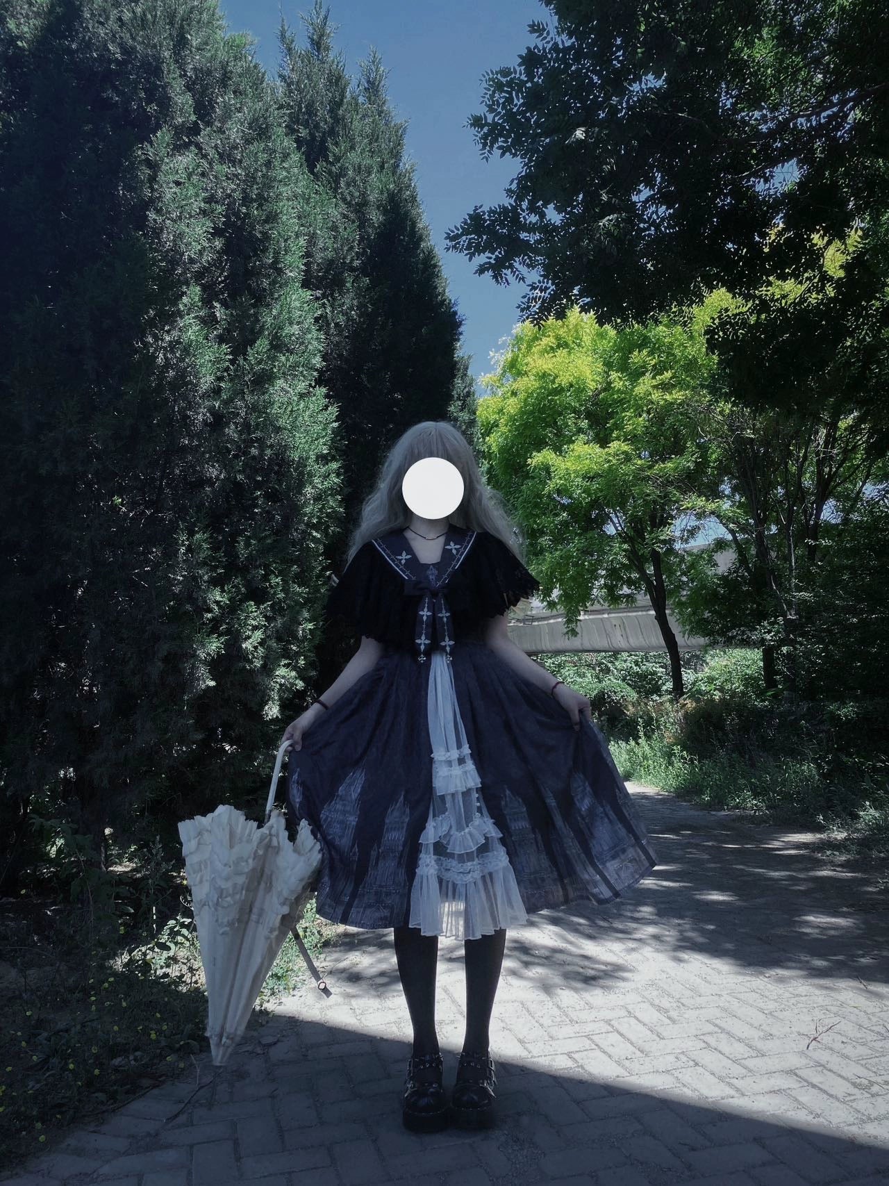 Silent Church - Gothic Lolita JSK Dress Printed Dress Thin Shawl Set - image 16