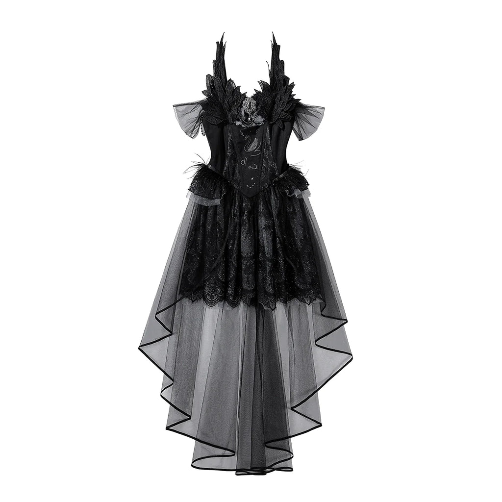 Star Swan Dream - Black Gothic Lolita JSK Dress, Swan Embroidery - image 25
