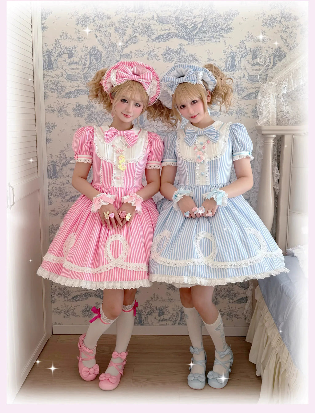 Candy Shop Manager - Old School Lolita Striped OP Dress, Detachable Apron - image 9