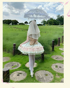 Lotus Crossing - Sweet Lolita Tiered Hem JSK Dress with Satin Bow and Accessories - image 11