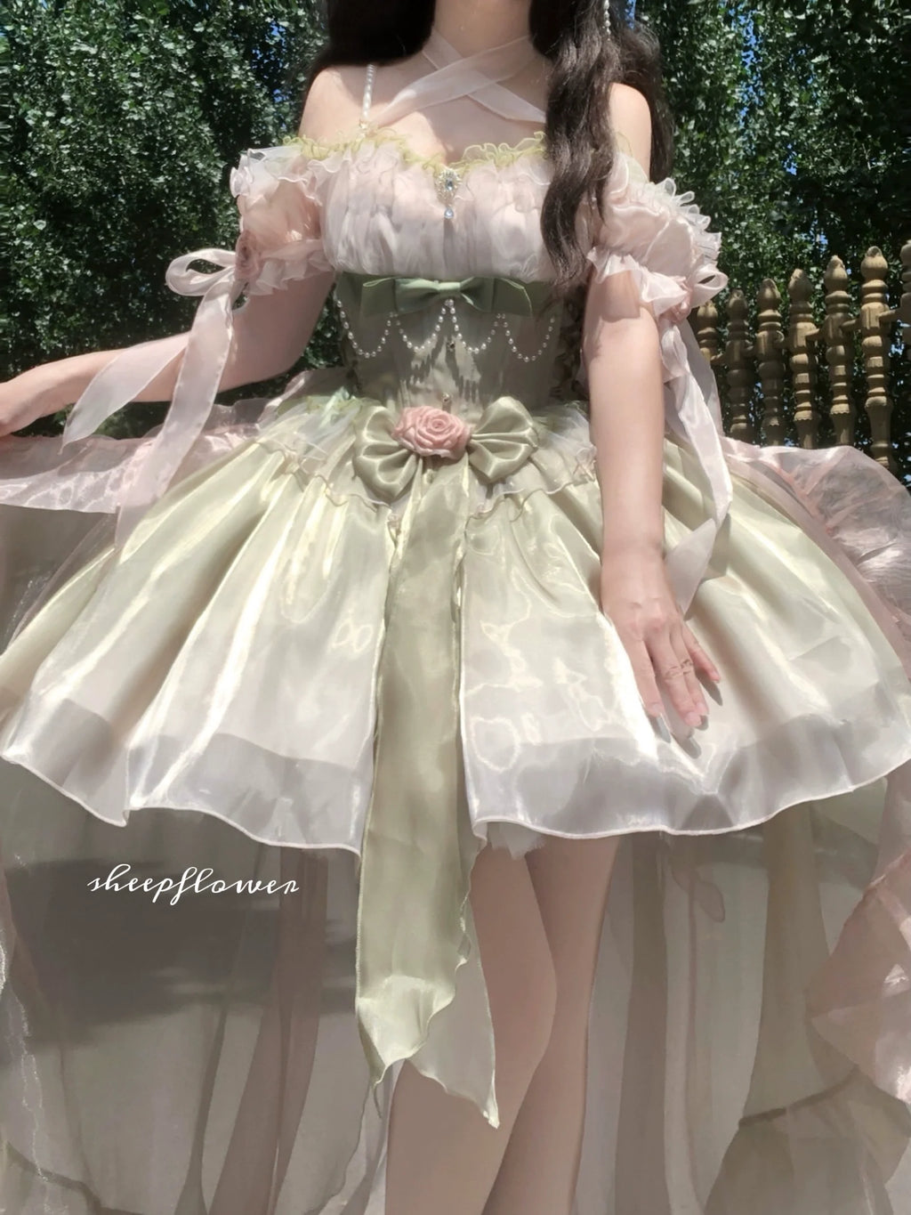 Midsummer Dream - Gradient Color Wedding Lolita JSK Dress Set, Fishbone Waist - image 19
