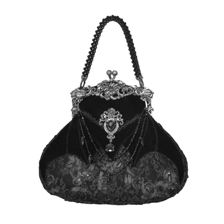 Mourning Day - Gothic Rhinestone Velvet Handbag - image 9