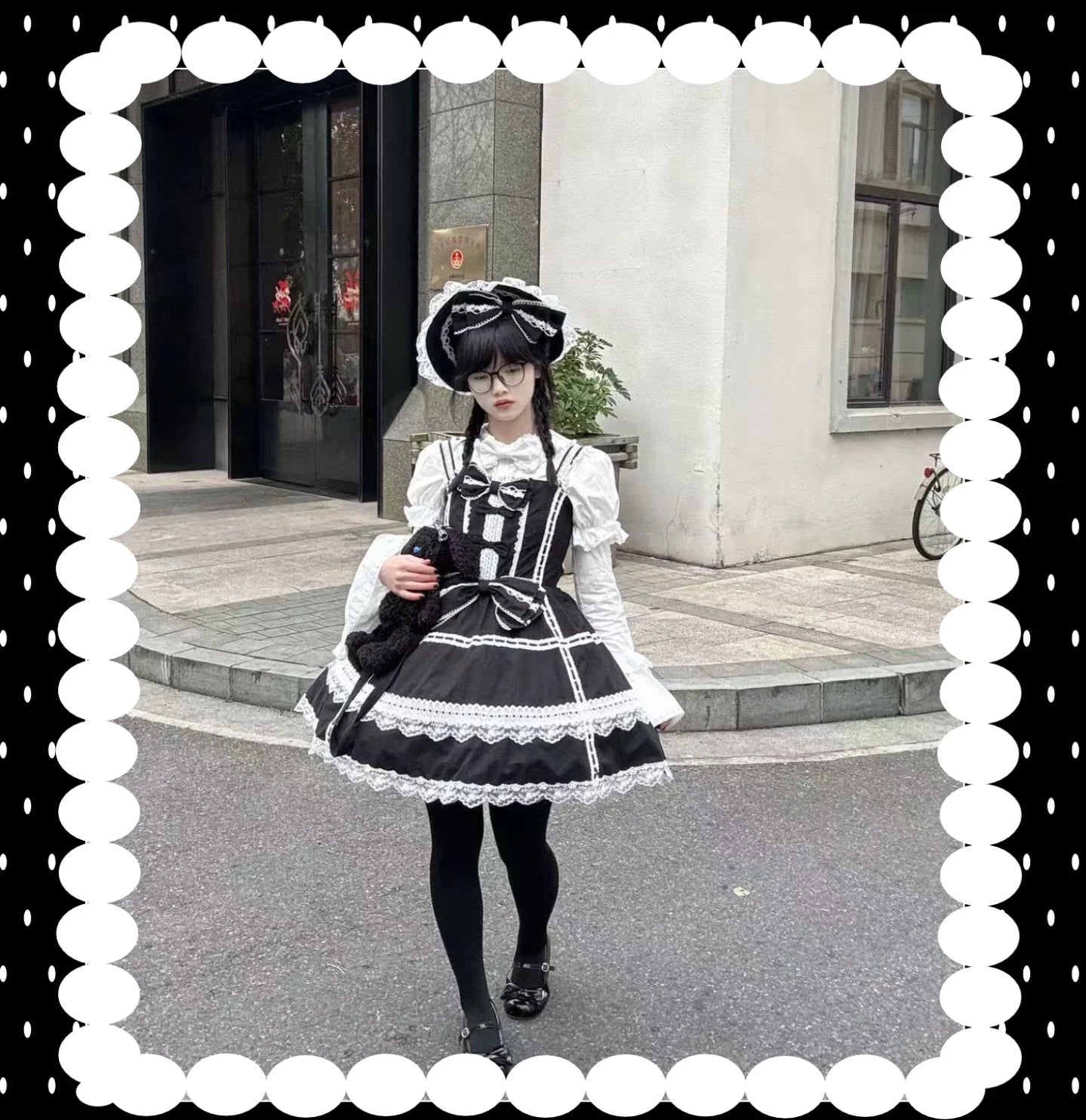 Old Heartache - Cotton Old School Lolita JSK Dress with Bows and Accessories - image 9