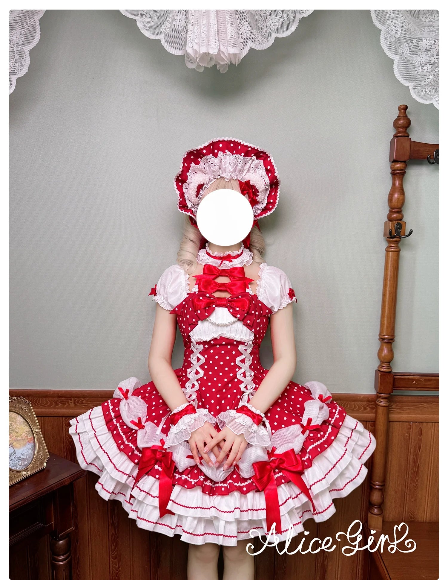 Old School Lolita Halter Neck OP Dress, Polka Dot Accent - image 21