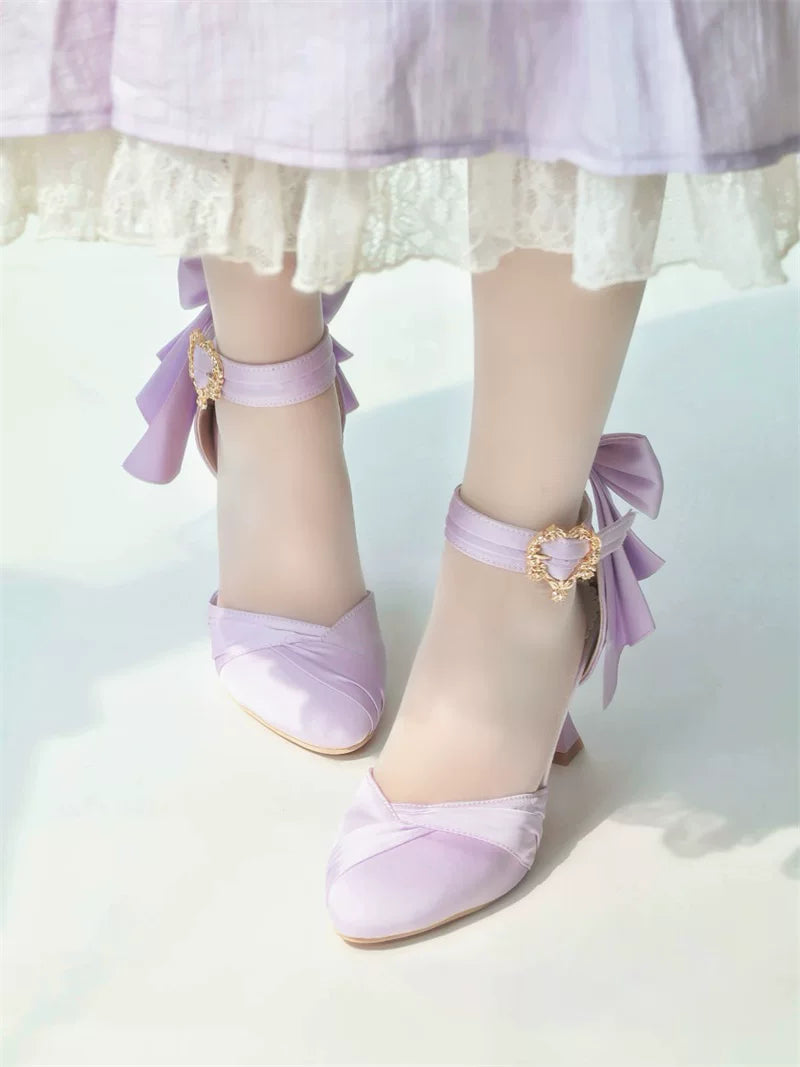 Coronation - Classic Lolita Wine Glass Heel Shoes with Detachable Bows - image 15