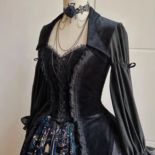 Night Traveler - Classic Gothic Lolita Dress with Stained Glass Window Print - image 7