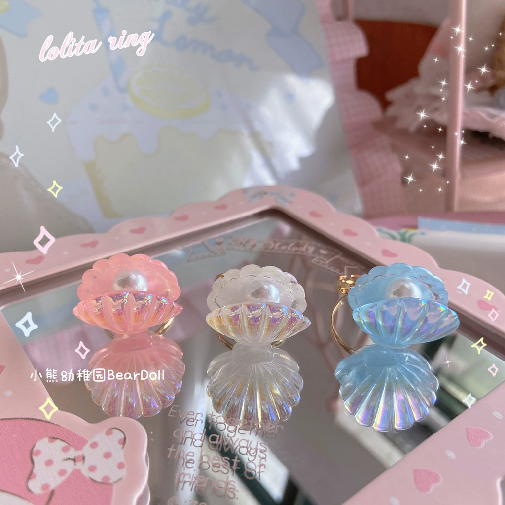 Kawaii Lolita Shell & Heart Adjustable Ring Collection - image 19