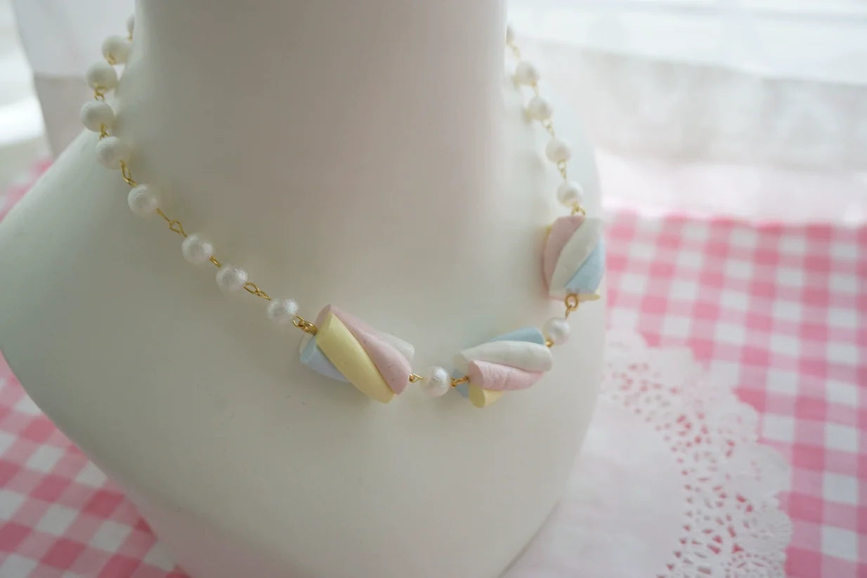 Sweet Lolita Accessories Simulated Cotton Candy Clay Bracelet Necklace - image 11