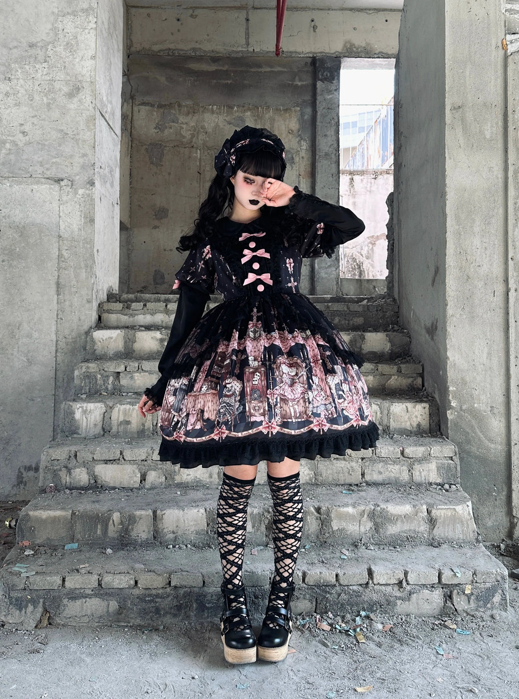 Missing Lamb Case - Gothic Lolita Dress Set with Sheep Prints - image 27