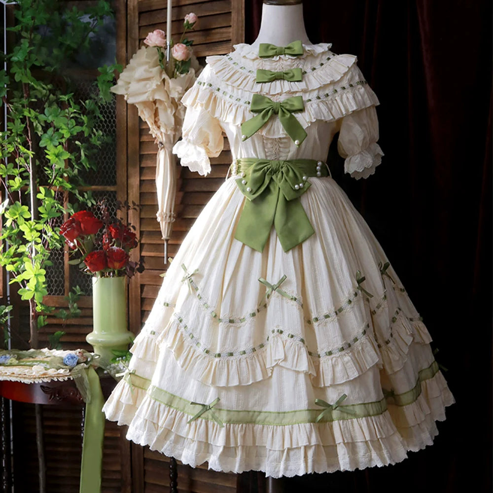 Lily of the Valley - Country Lolita OP Dress, Tiered Ruffles - image 13