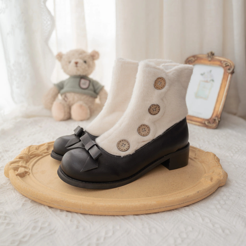 Winter Lolita Boots Fur Mary Jane Lolita Low Heel Shoes - image 91