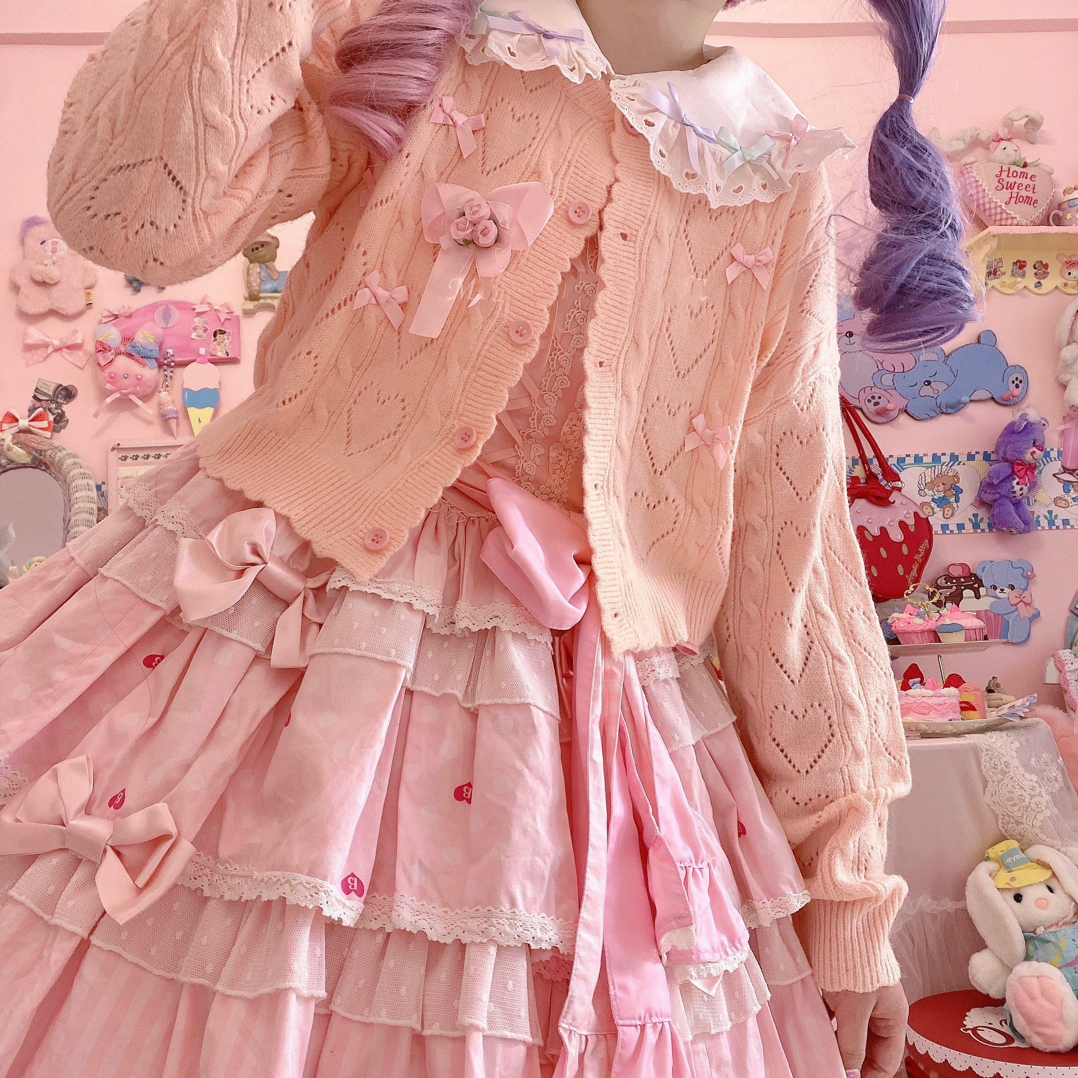Hollow Out Long Sleeve Lolita Cardigan Multicolors - image 10