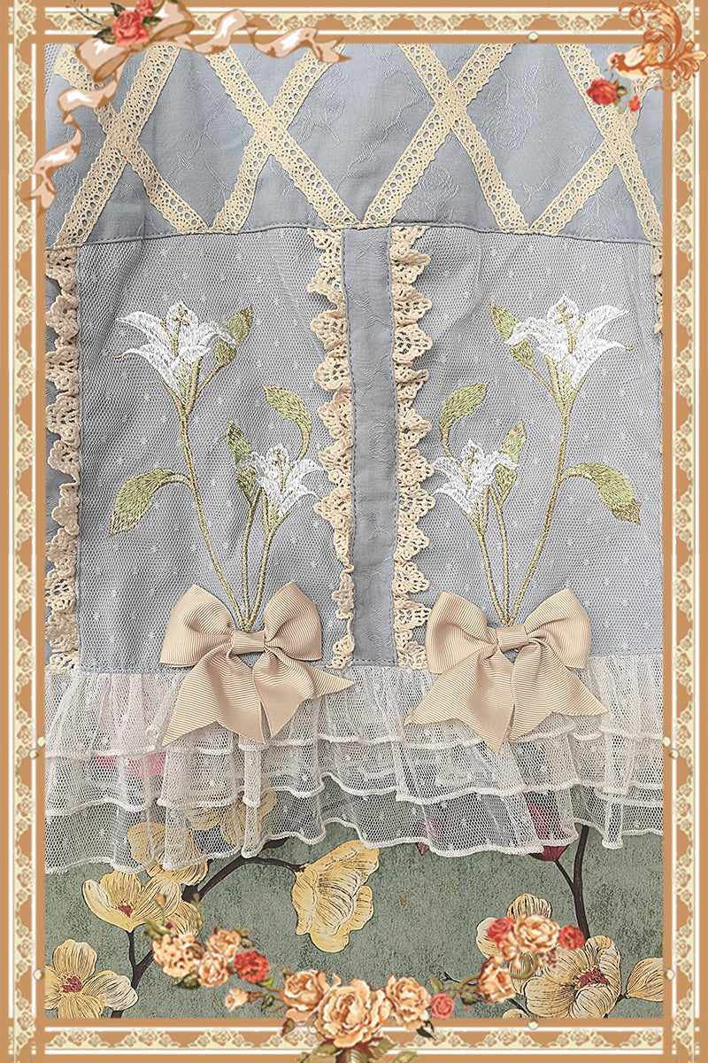 Melaleuca Lily - Embroidery Country Lolita Blouse and Skirt and Accessories - image 15