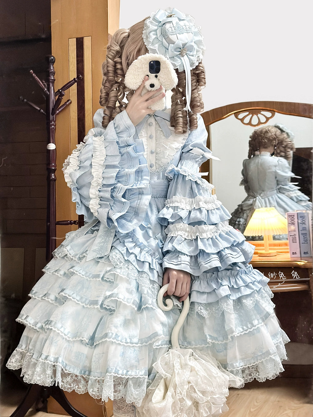 Solo Puppet Sweet Lolita OP Dress with Princess Long Sleeves - image 1