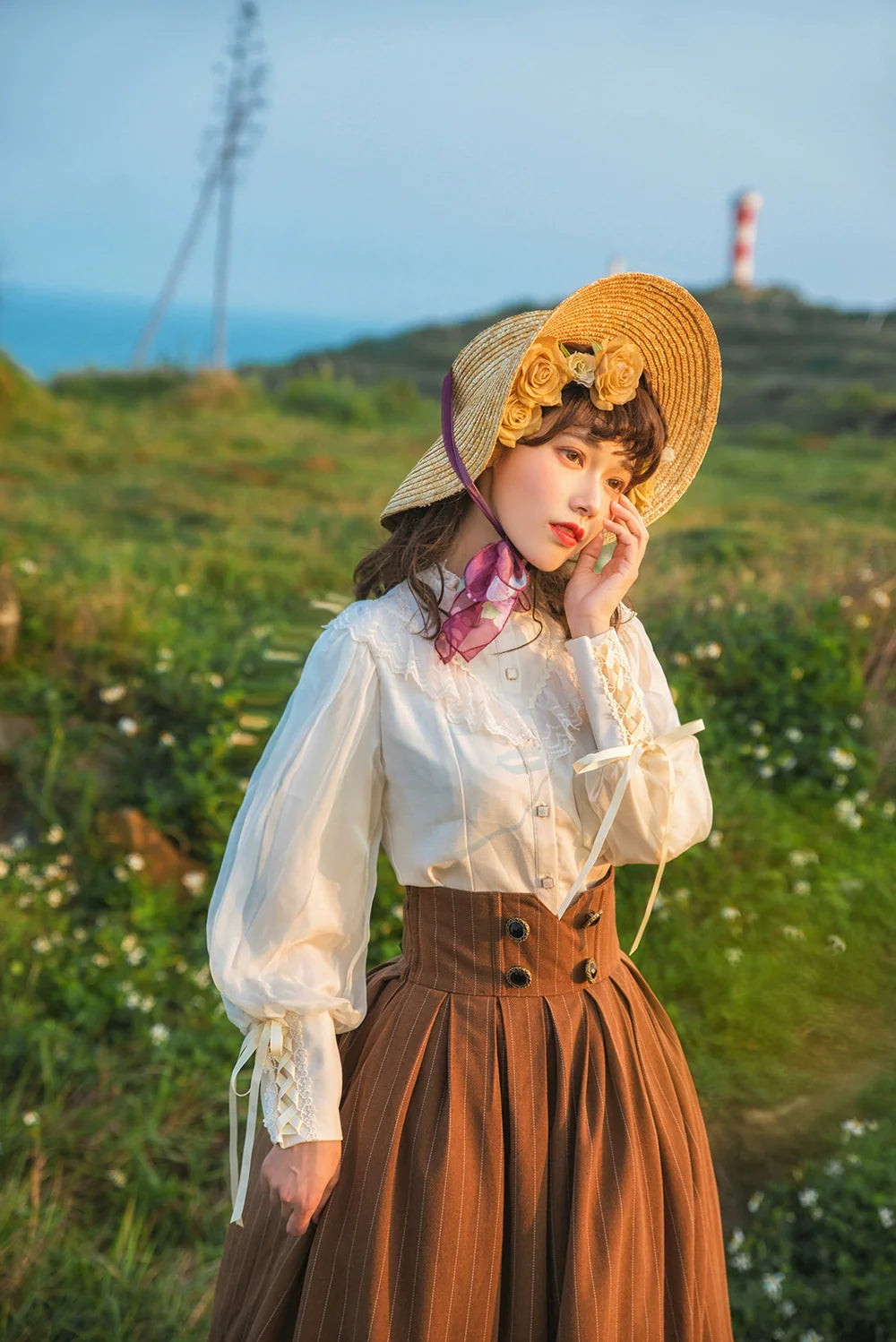 Rose Doll - Elegant Lolita Striped Fishbone Skirt - image 43