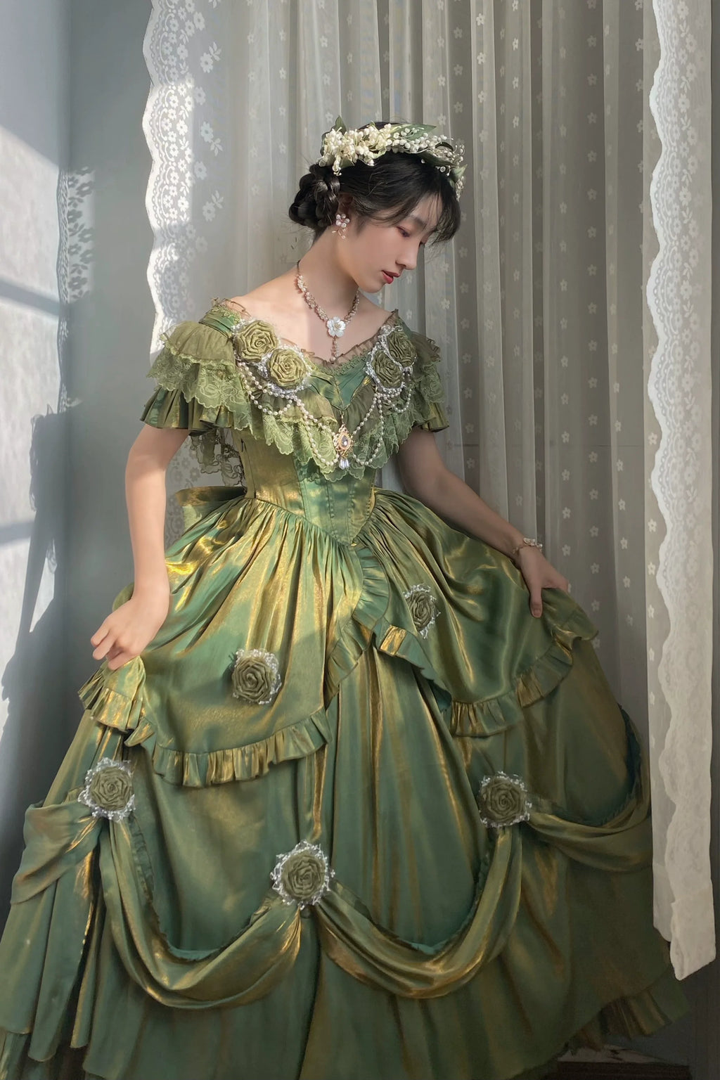 Tana Manor Classic Lolita OP Dress with Floral Decoration - image 13