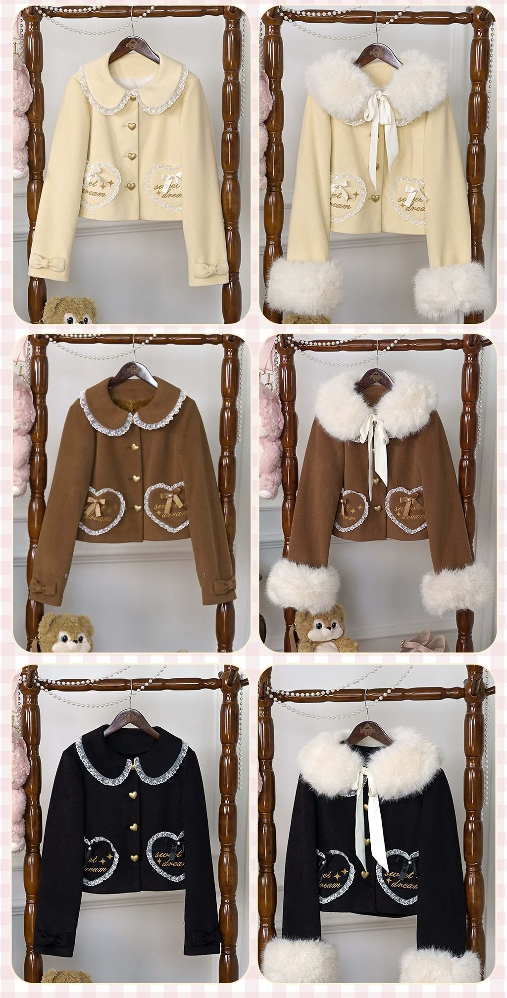 Milk Puff - Winter Fleece-Lined Sweet Lolita Coat, Detachable Collar Collection - image 9