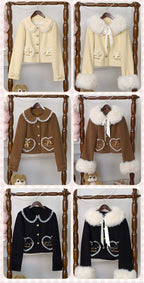 Milk Puff - Winter Fleece-Lined Sweet Lolita Coat, Detachable Collar Collection - image 9