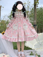 Sweet Soft Bunny - Printed Sweet Lolita OP Dress, Bunny Ears - image 5