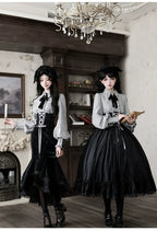 Dusk Moment - Classic Lolita Striped OP & Mermaid Dress Set, Fishbone Waist - image 12