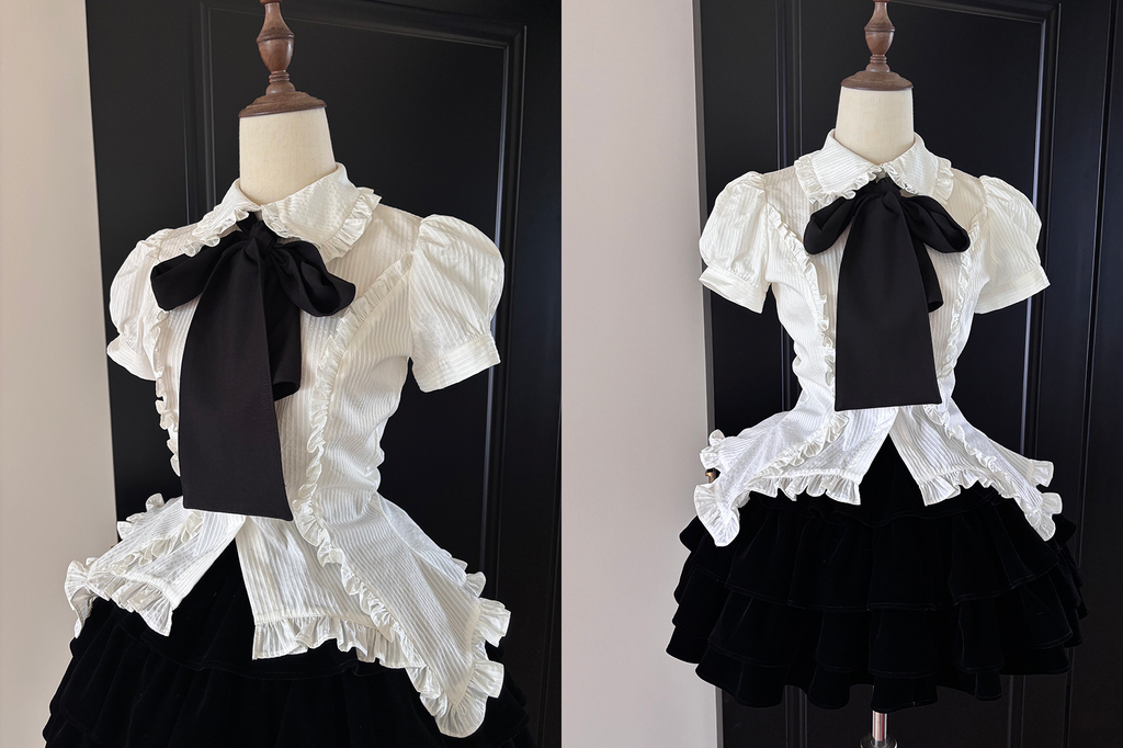 Lilith - Gothic Lolita Short-Sleeve Shirt with Detachable Tie - image 9