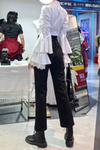 Earl of Drooping Wings - Ouji Lolita Flared Pants, Batwing Decoration - image 17
