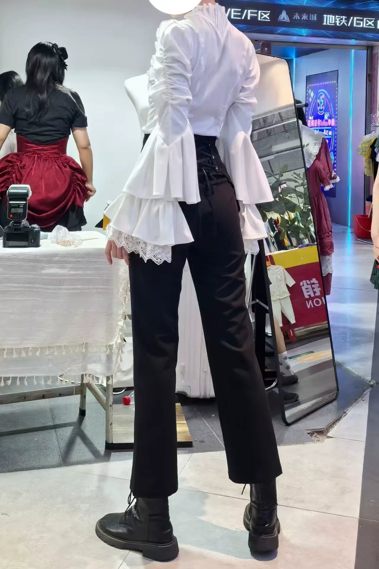 Earl of Drooping Wings - Ouji Lolita Flared Pants, Batwing Decoration - image 17